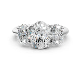 White gold Three-Stone Oval Cut Diamond Engagement Ring with Prong Setting on a White Gold Band_6
