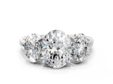 White gold Three-Stone Oval Cut Diamond Engagement Ring with Prong Setting_7