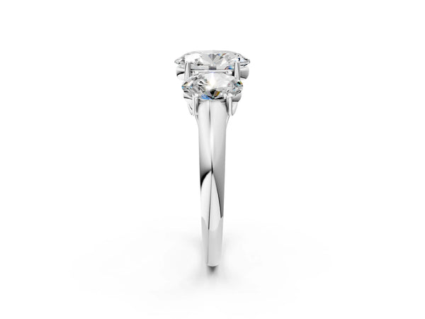 White gold Three-Stone Oval Cut Diamond Engagement Ring with Prong Setting