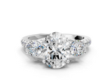 White gold Three-Stone Oval Cut Diamond Pavé Band with Four-Prong Setting_51