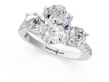 White gold Three-Stone Oval Cut Diamond Pavé Band with Four-Prong Setting_52