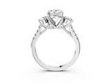 White gold Three-Stone Oval Cut Diamond Pavé Band with Four-Prong Setting_54