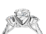 White gold Three-Stone Oval Cut Diamond Pavé Band with Four-Prong Setting_55