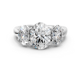 White gold Three-Stone Oval Cut Diamond Ring with Channel-Set Band and Four-Prong Setting_66