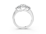 White gold Three-Stone Oval Cut Diamond Ring with Channel-Set Band and Four-Prong Setting_75