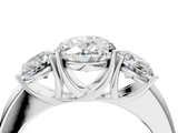 White gold Three-Stone Oval Cut Diamond Ring with Channel-Set Band and Four-Prong Setting_76