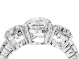 White gold Three-Stone Oval Cut Diamond Ring with Channel-Set Band and Prong Setting_10