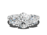 White gold Three-Stone Oval Cut Diamond Ring with Channel-Set Band and Prong Setting_6