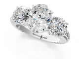 White gold Three-Stone Oval Cut Diamond Ring with Channel-Set Band and Prong Setting_7