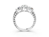 White gold Three-Stone Oval Cut Diamond Ring with Channel-Set Band and Prong Setting_9