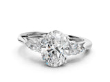 White gold Three-Stone Oval Cut Diamond Ring with Pear  Side Stones in Four-Prong Setting_16