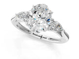 White gold Three-Stone Oval Cut Diamond Ring with Pear  Side Stones in Four-Prong Setting_17
