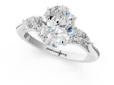 White gold Three-Stone Oval Cut Diamond Ring with Pear Side Stones in Four-Prong Setting_186