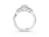White gold Three-Stone Oval Cut Diamond Ring with Pear Side Stones in Four-Prong Setting_188