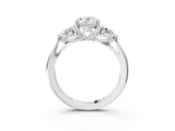 White gold Three-Stone Oval Cut Diamond Ring with Pear  Side Stones in Four-Prong Setting_19