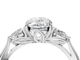 White gold Three-Stone Oval Cut Diamond Ring with Pear  Side Stones in Four-Prong Setting_20