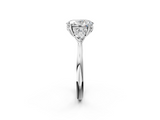 White gold Three-Stone Oval Cut Diamond Ring with Pear Side Stones in Four-Prong Setting_211