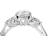 White gold Three-Stone Oval Cut Diamond Ring with Pear Side Stones in Four-Prong Setting_213