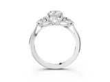 White gold Three-Stone Oval Cut Diamond Ring with Pear  Side Stones in Four-Prong Setting_25