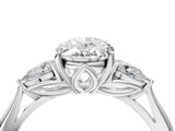 White gold Three-Stone Oval Cut Diamond Ring with Pear  Side Stones in Four-Prong Setting_26
