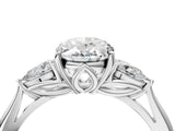 White gold Three-Stone Oval Cut Diamond Ring with Pear  Side Stones in Four-Prong Setting_68