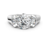 White gold Three-Stone Oval Cut Diamond Ring with Prong Setting and Classic Band_3