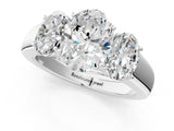 White gold Three-Stone Oval Cut Diamond Ring with Prong Setting and Classic Band_4