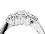White gold Three-Stone Oval Cut Diamond Ring with Prong Setting and Classic Band_7