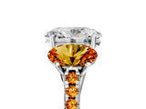 White gold Three-Stone Oval Cut Diamond Ring with Round with Citrine side stone Pavé Band and Prong Setting_17