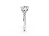 White gold Three-Stone Oval Cut Diamond Ring with Round with Moissanite side stone Pavé Band and Prong Setting_14
