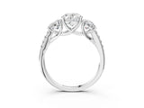 White gold Three-Stone Oval Cut Diamond Ring with Round with Moissanite side stone Pavé Band and Prong Setting_15