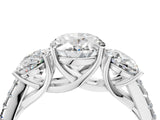 White gold Three-Stone Oval Cut Diamond Ring with Round with Moissanite side stone Pavé Band and Prong Setting_16