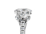 White gold Three-Stone Oval Cut Diamond Ring with Round with Moissanite side stone Pavé Band and Prong Setting_17