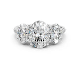 White gold Three-Stone Oval Cut Diamond Ring with Round with Moissanite side stone Pavé Band and Prong Setting_18