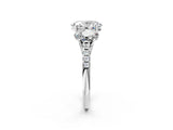 White gold Three-Stone Oval Cut Diamond Ring with Round with Moissanite side stone Pavé Band and Prong Setting_20