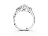 White gold Three-Stone Oval Cut Diamond Ring with Round with Moissanite side stone Pavé Band and Prong Setting_21