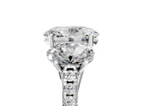 White gold Three-Stone Oval Cut Diamond Ring with Round with Moissanite side stone Pavé Band and Prong Setting_23