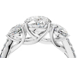 White gold Three-Stone Oval Cut Diamond Ring with Round with Moissanite side stone Pavé Band and Prong Setting_27