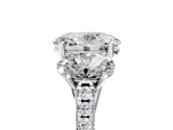 White gold Three-Stone Oval Cut Diamond Ring with Round with Moissanite side stone Pavé Band and Prong Setting_5