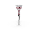 White gold Three-Stone Oval Cut Diamond Ring with Round with Morganite side stone Pavé Band and Prong Setting_14