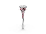 White gold Three-Stone Oval Cut Diamond Ring with Round with Morganite side stone Pavé Band and Prong Setting_2