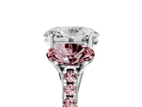 White gold Three-Stone Oval Cut Diamond Ring with Round with Morganite side stone Pavé Band and Prong Setting_5
