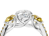 White gold Three-Stone Oval Cut Diamond Ring with Round with Yellow Sapphire side stone Pavé Band and Prong Setting_16