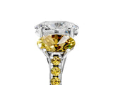 White gold Three-Stone Oval Cut Diamond Ring with Round with Yellow Sapphire side stone Pavé Band and Prong Setting_5