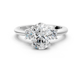White gold Three-Stone Oval Cut Diamond Solitaire with Prong Setting and Classic Band_115