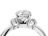 White gold Three-Stone Oval Cut Diamond Solitaire with Prong Setting and Classic Band_119