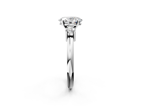 White gold Three-Stone Oval Cut Diamond Solitaire with Prong Setting and Classic Band_79