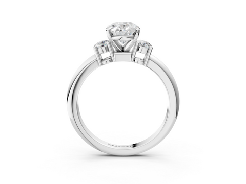 White gold Three-Stone Oval Cut Diamond Solitaire with Prong Setting and Classic Band_80