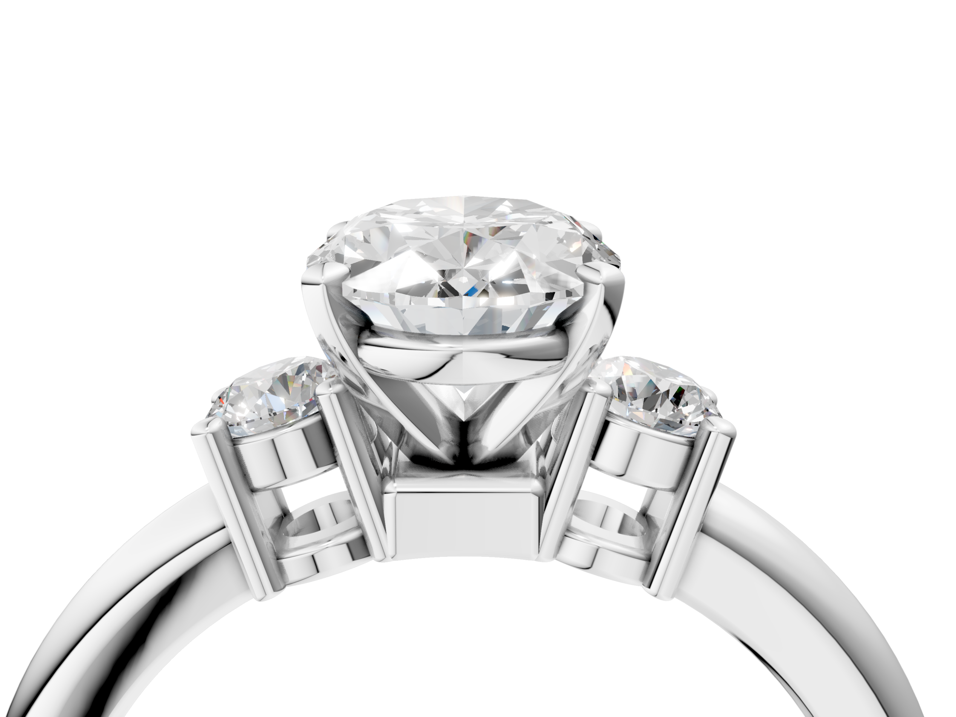 White gold Three-Stone Oval Cut Diamond Solitaire with Prong Setting and Classic Band_81