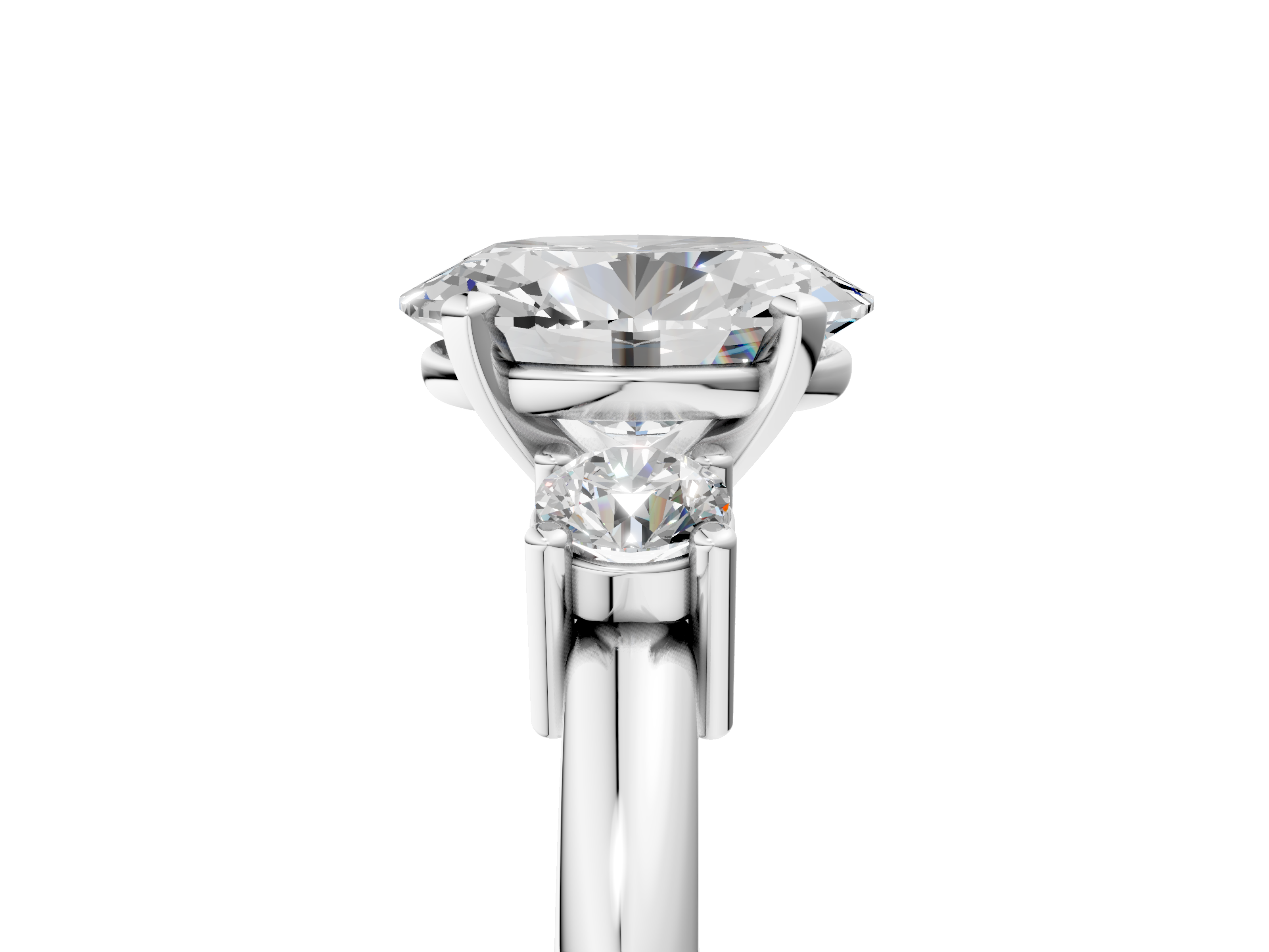 White gold Three-Stone Oval Cut Diamond Solitaire with Prong Setting and Classic Band_82